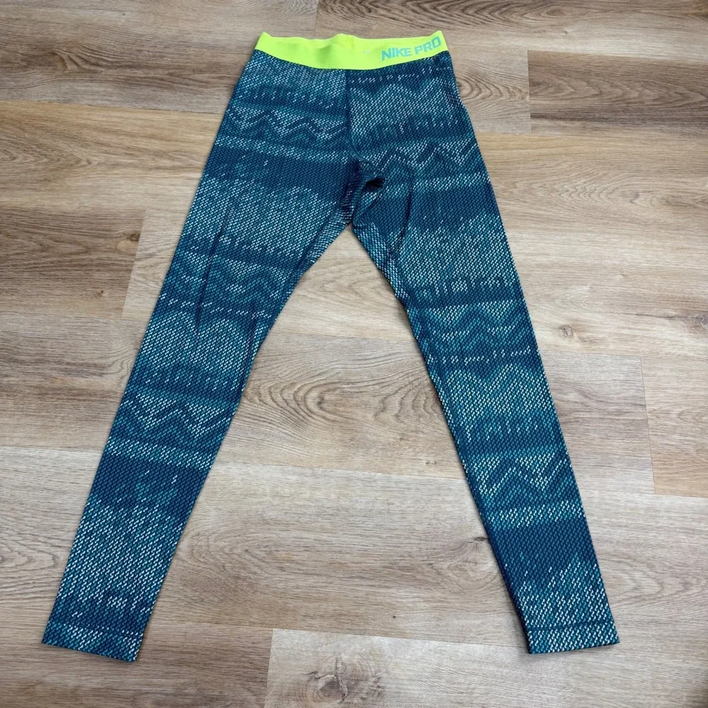 Nike Pro Dri-FIT Geometric Pattern Leggings Women M